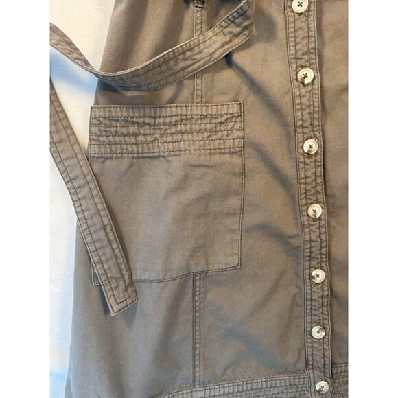 Anthropologie Brown Button Utility Dress Cargo Shirt Denim Sleeveless 6 Tie - Picture 7 of 13